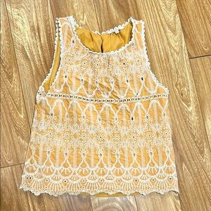 Embroidered Mustard Tank
